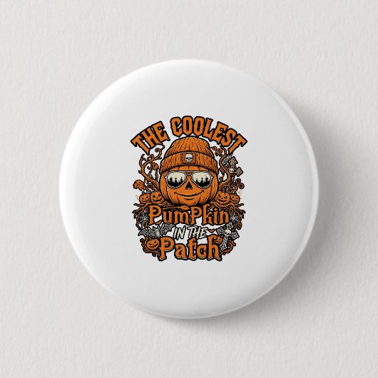 Koelste Pompoenveld Halloween Muts Zonnebril Ronde Button 5,7 Cm (Voorkant)