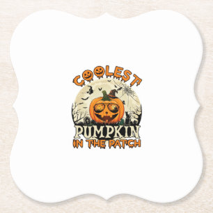 Koelste Pompoenvlek Zonnebril Heksenhoed Halloween Kartonnen Onderzetters
