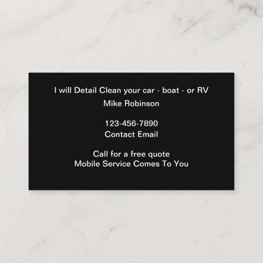 Koelste Visitekaartjes voor autoauto-informatie (Achterkant)