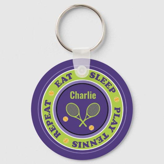 Koeltennisslogan, paarse en groene sleutelhanger (Voorkant)
