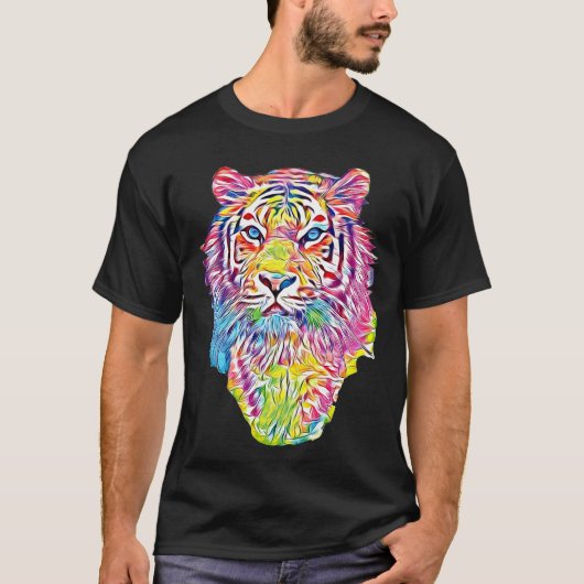 Koeltijger in regenboogkleuren t-shirt (Voorkant)