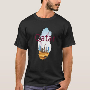 Koeltoestand van Qatar Skyline Illustration Graphi T-shirt
