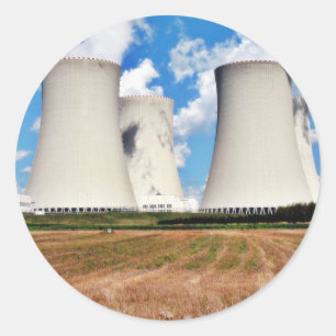 Koeltorens van een kerncentrale ronde sticker