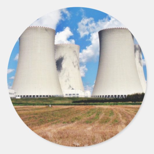 Koeltorens van een kerncentrale ronde sticker (Voorkant)
