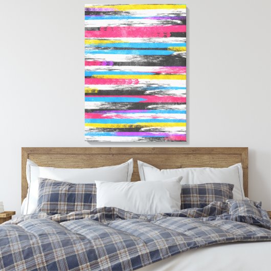 Koeltrendy trillende abstracte verfafbijtmiddelen canvas afdruk (Insitu (Slaapkamer))