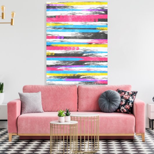 Koeltrendy trillende abstracte verfafbijtmiddelen canvas afdruk (Insitu (Woonkamer))