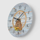 Koelwagen Wagon Wheel Faux Wood Wall Clock Grote Klok (Hoek)