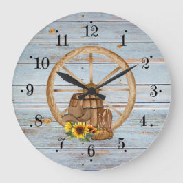 Koelwagen Wagon Wheel Faux Wood Wall Clock Grote Klok