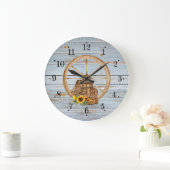 Koelwagen Wagon Wheel Faux Wood Wall Clock Grote Klok (Huis)