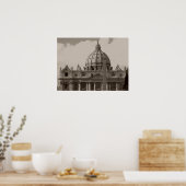 Koepel van de Sint-Pietersbasiliek Rome Reisposter Poster (Keuken)