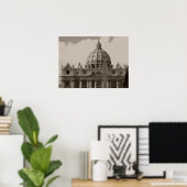 Koepel van de Sint-Pietersbasiliek Rome Reisposter Poster (Thuiskantoor)