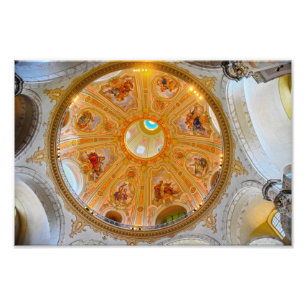 Koepelplafond van de Frauenkirche, Dresden, Duitsl Foto Afdruk