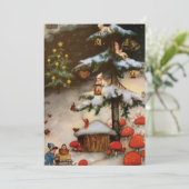  koepelrokken in boompaddenstoel feestdagenkaart (Staand voorkant)