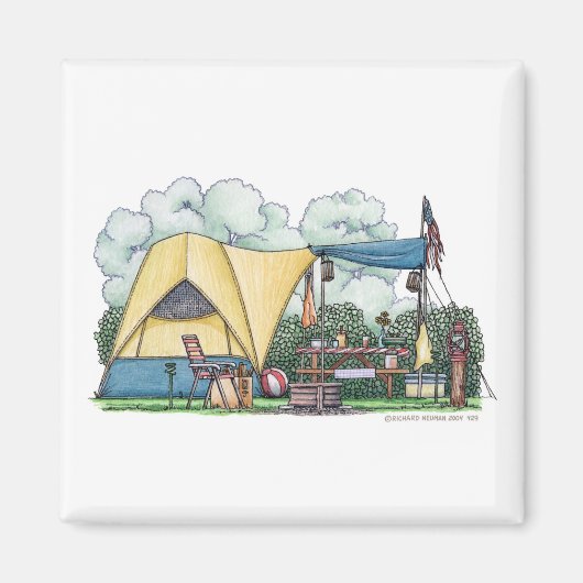 Koepeltent Camper Camping Magneten (Voorkant)