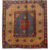 Koerdisch Safreh Dark Tan Yellow Blue  Douchegordijn (Voorkant)