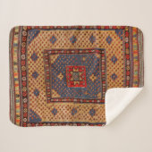 Koerdisch Safreh Dark Tan Yellow Blue  Sherpa Deken (Voorkant (horizontaal))