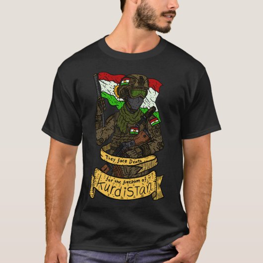 Koerdische Peshmerga. Koerdistan. Handgetekende ku T-shirt (Voorkant)