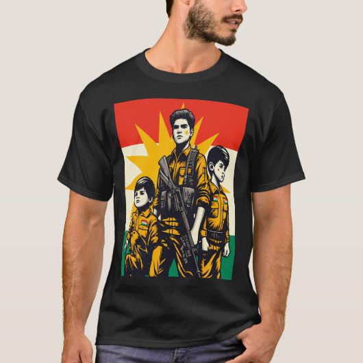 Koerdische vlag actief t-shirt (Voorkant)
