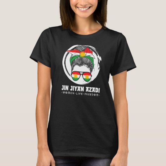 Koerdische vlag. JIN-JIYAN-AZADI ondersteunt Koerd T-shirt (Voorkant)