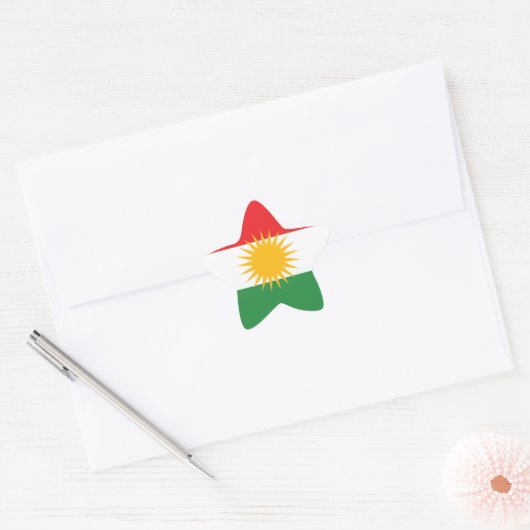 Koerdische vlag ster sticker (Envelop)