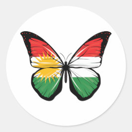 Koerdistan Butterfly Vlag Ronde Sticker