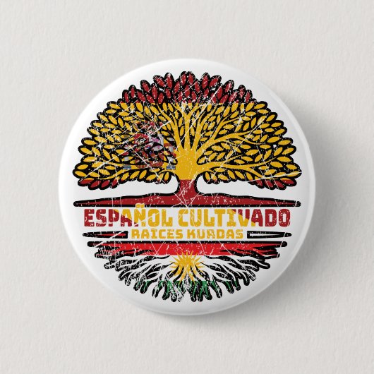 Koerdistan Koerdisch Spanje Spaans - Boomboomvlag Ronde Button 5,7 Cm (Voorkant)