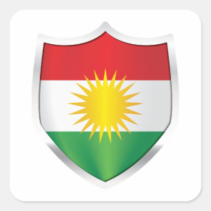 Koerdistan Silver Shield Flag Vierkante Sticker