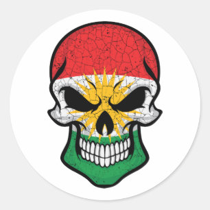 Koerdistan Smiling Skull Flag Ronde Sticker
