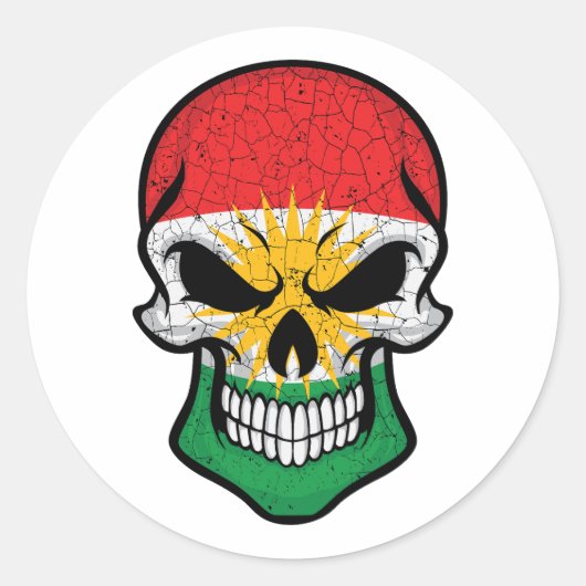 Koerdistan Smiling Skull Flag Ronde Sticker (Voorkant)