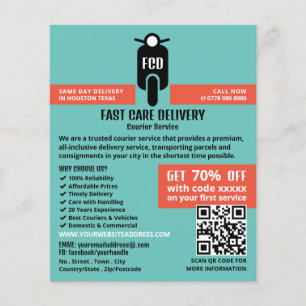 Koerier bromfiets Logo, koeriersdienst Adverteren Flyer