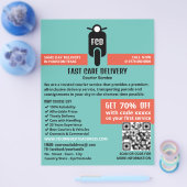 Koerier bromfiets Logo, koeriersdienst Adverteren Flyer (Enkel)