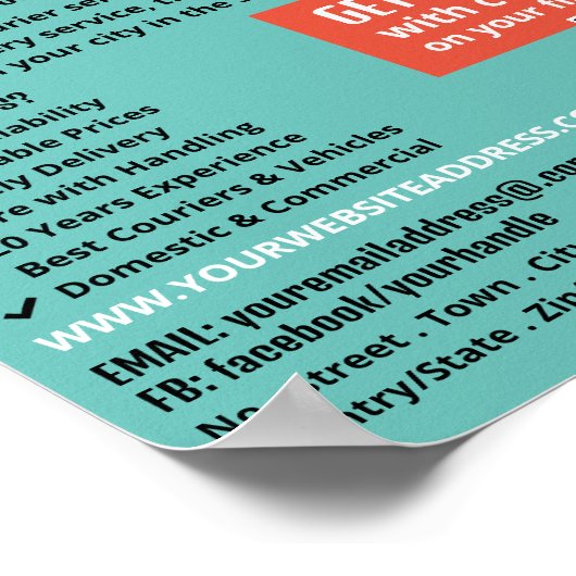 Koerier bromfiets Logo, koeriersdienst Adverteren Poster (Hoek)