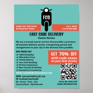 Koerier bromfiets Logo, koeriersdienst Adverteren Poster