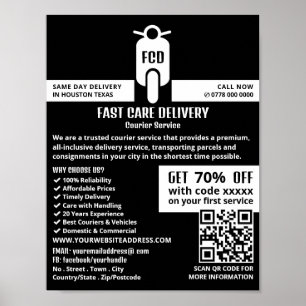 Koerier bromfiets Logo, koeriersdienst Adverteren Poster