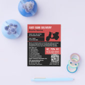 Koerier bromfiets ontwerp, koerier service Adverte Flyer (Enkel)