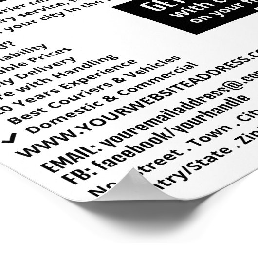 Koerier bromfiets ontwerp, koerier service Adverte Poster (Hoek)