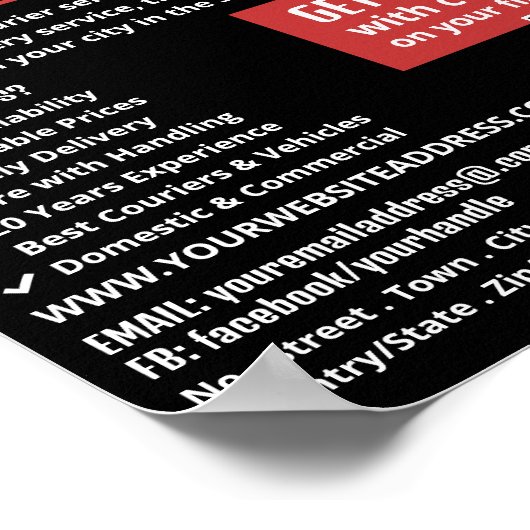 Koerier bromfiets ontwerp, koerier service Adverte Poster (Hoek)