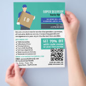 Koerier levering kerel, koerier service Adverteren Flyer (Hand)