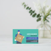 Koerier levering kerel, koerier service visitekaartje (Staand voorkant)