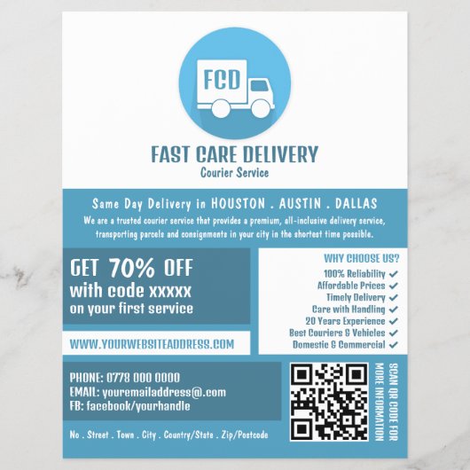 Koerier levering Logo, koerier service Adverteren Flyer (Voorkant)