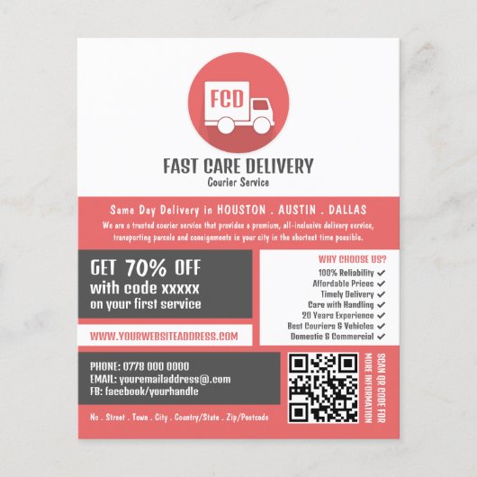 Koerier levering Logo, koerier service Adverteren Flyer (Voorkant)