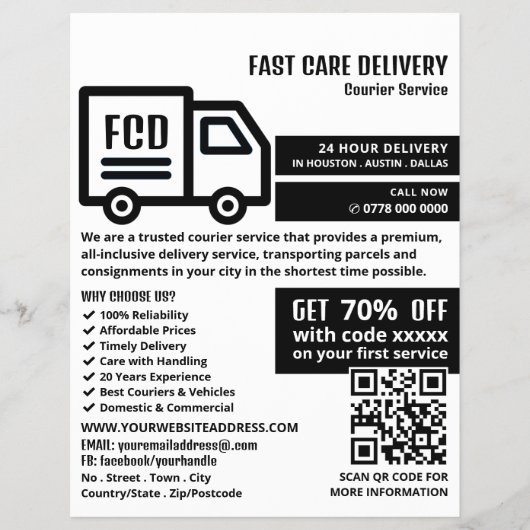 Koeriersvrachtwagen Logo, de Koeriersdienst Advert Flyer (Voorkant)