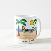 Koers op vakantie - aangepaste cartoon mok (Voorkant rechts)