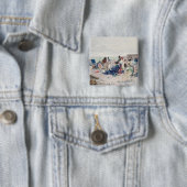 Koers op Yport, 1878 (olie op canvas) Vierkante Button 5,1 Cm (In situ)