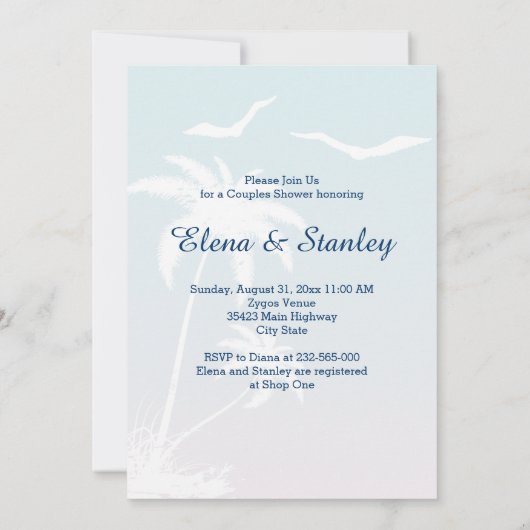 Koers roze blauwe bruiloft douche kaart (Achterkant)