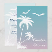 Koers roze blauwe bruiloft douche kaart (Voorkant / Achterkant)