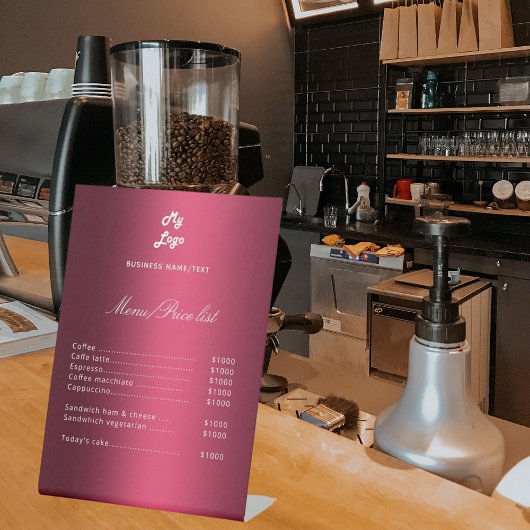 Koerslijst van het bruine menu reclamebord met voetstuk