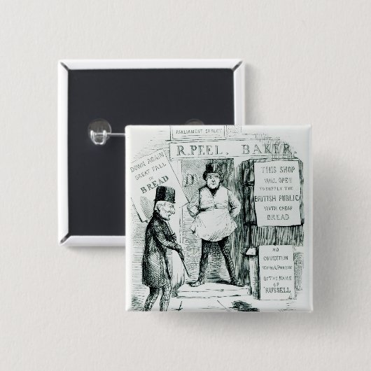 Koesjesbrood peel vierkante button 5,1 cm (Voorkant /achterkant)