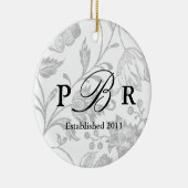 Koesmonogram siergrijs keramisch ornament (Rechts)