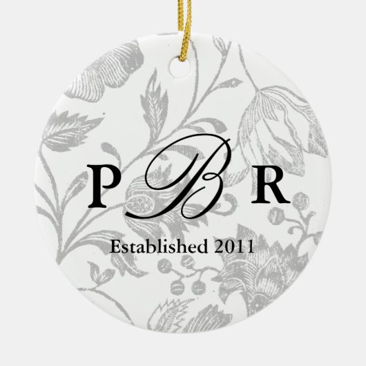 Koesmonogram siergrijs keramisch ornament (Voorkant)